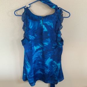 WHBM Rich tropical blues with ruffles blouse You will love the colors